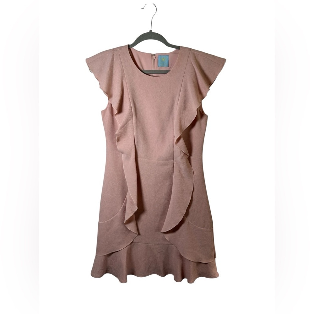 CeCe Pink Ruffle Flutter Sleeve Dress Size Medium - Picture 2 of 8